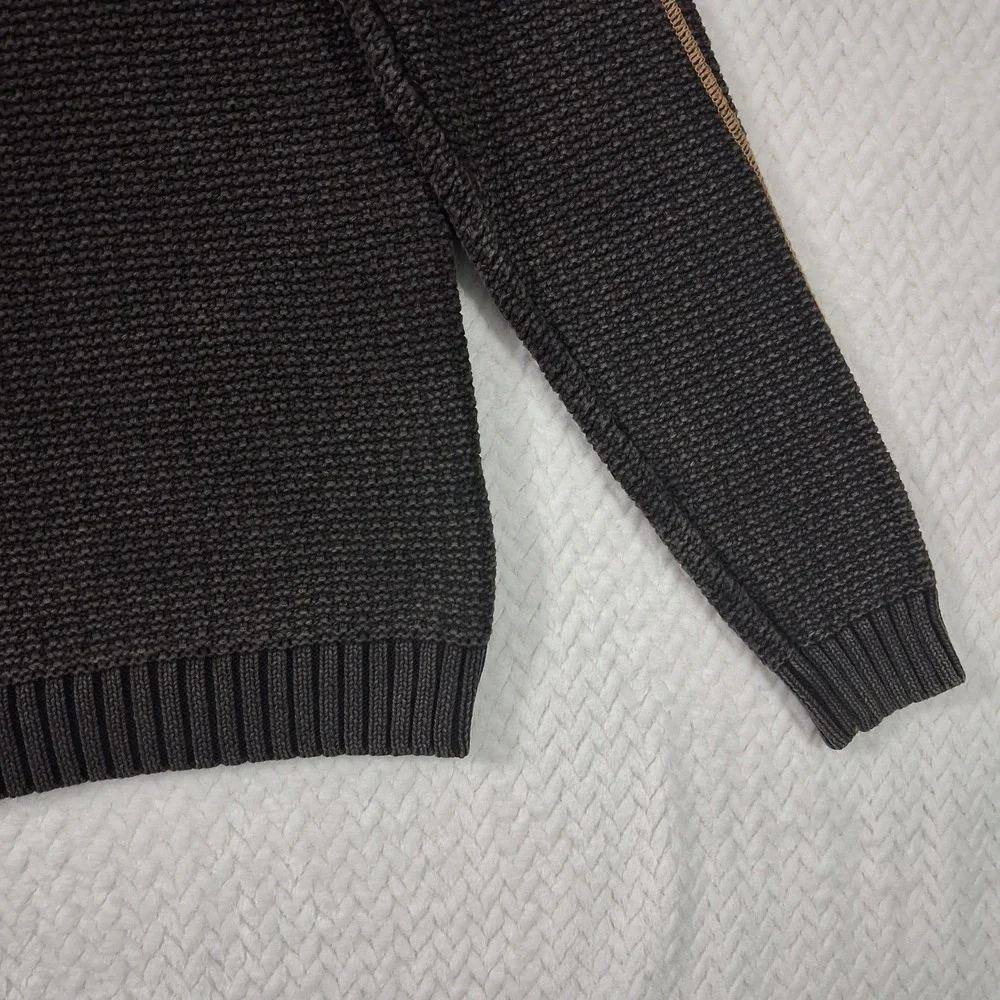 Carbon 2 Cobalt Heavy Knit Full Zip Hoodie Sweater Mens Size M Gray Brown.